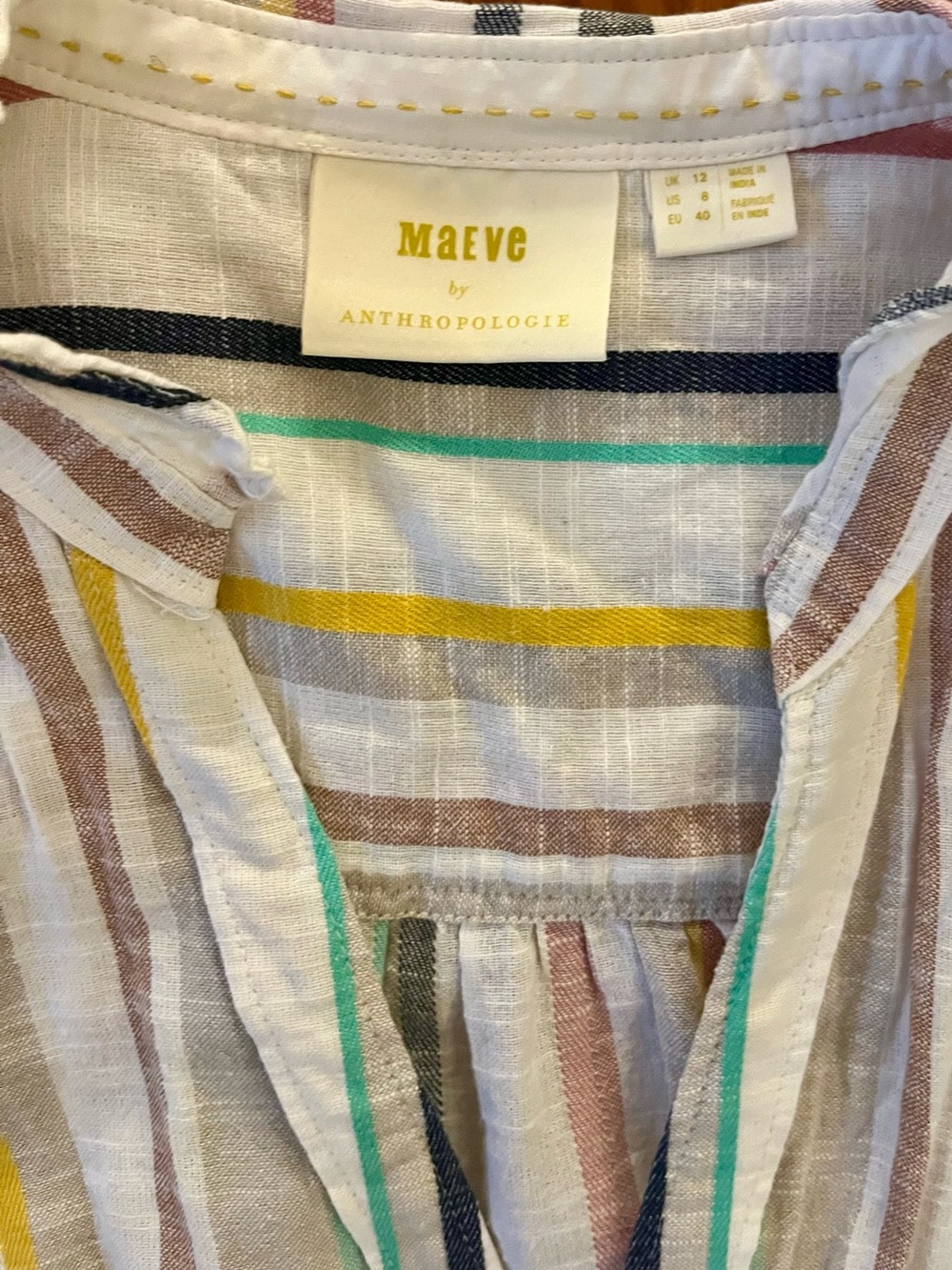 Anthropologie Maeve Alisa Striped Buttondown Blouse - Size 8 - Picture 4 of 6